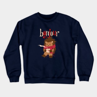 Happy winter - coffee first then bonjour Crewneck Sweatshirt